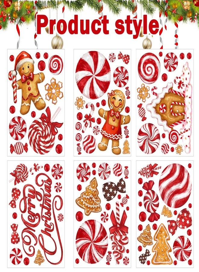 DULEFUN Christmas Window Clings, Gingerbread Man Candy Window's Stickers Decals Oil Painting Xmas Windows Decoration for Holiday Winter Party Home Office Decor - Image 2